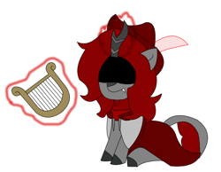 Size: 782x607 | Tagged: safe, artist:fsnyion, derpibooru import, oc, oc only, oc:shooting star, kirin, pony, bard, fantasy class, lyre, musical instrument, pony town, simple background, solo, terraria, white background