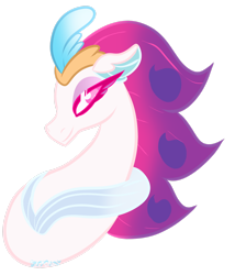 Size: 2266x2647 | Tagged: safe, artist:spacygalaxy, derpibooru import, queen novo, seapony (g4), my little pony: the movie, bust, collar, colored pupils, crown, digital art, eyelashes, female, jewelry, lidded eyes, looking at you, pink eyes, pink mane, regalia, simple background, smiling, smiling at you, solo, transparent background