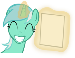 Size: 1648x1271 | Tagged: safe, artist:redtoxindash, derpibooru import, edit, lyra heartstrings, pony, unicorn, leap of faith, ^^, blank, cute, exploitable meme, eyes closed, female, grin, lyra's score, lyrabetes, magic, mare, meme, simple background, smiling, solo, telekinesis, transparent background, vector