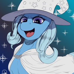 Size: 4000x4000 | Tagged: safe, artist:aerospine, derpibooru import, trixie, pony, unicorn, accessory swap, bust, equine, female, open mouth, portrait, solo, the great and powerful