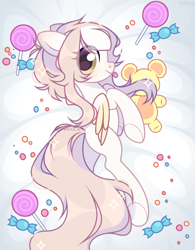 Size: 1000x1280 | Tagged: safe, artist:fenix-artist, derpibooru import, oc, oc only, pegasus, pony, body pillow, body pillow design, candy, commission, eyelashes, female, food, lollipop, mare, pegasus oc, solo, underhoof, wings, ych result