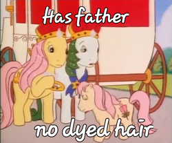 Size: 862x714 | Tagged: safe, edit, edited screencap, screencap, my little pony tales, crown, daughter, father, father and child, father and daughter, female, husband and wife, image macro, jewelry, king and queen, king of the isle of pony, male, married couple, meme, mother, mother and child, mother and daughter, parent and child, queen of the isle of pony, regalia, rosy, royalty
