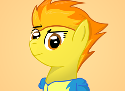 Size: 1024x744 | Tagged: safe, artist:harleneap, spitfire, pegasus, pony, clothes, female, looking at you, mare, raised eyebrow, simple background, solo, uniform, wonderbolts, wonderbolts uniform
