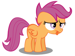 Size: 1732x1286 | Tagged: safe, artist:redtoxindash, derpibooru import, scootaloo, pegasus, pony, the cutie pox, ears, female, filly, floppy ears, foal, shadow, simple background, solo, tongue, tongue out, transparent background, vector
