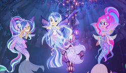 Size: 10920x6368 | Tagged: safe, artist:alanwalkerpony, artist:brooklynsentryyt, artist:dianamur, artist:katnekobase, artist:starflightsparkleyt, derpibooru import, oc, oc:brooklyn sentry, oc:magic sentry, oc:starflight, mermaid, equestria girls, alternate hairstyle, base used, clothes, crossover, crown, ear piercing, earring, eyes closed, fairies, fairies are magic, fairy, fairy wings, fairyized, fins, fish tail, flower, flower in hair, hand on cheek, jewelry, mermaid tail, mermaidized, mermay, piercing, regalia, seaquestria, sparkly wings, species swap, tail, tiara, wings, winx club