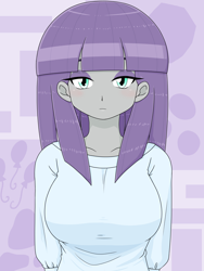 Size: 1668x2224 | Tagged: safe, artist:batipin, derpibooru import, maud pie, equestria girls, arm behind back, breasts, clothes, looking at you, maud pies, pajamas