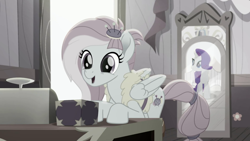 Size: 1920x1080 | Tagged: safe, derpibooru import, screencap, kerfuffle, rarity, rainbow roadtrip, mirror