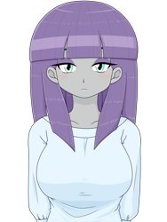 Size: 1668x2224 | Tagged: safe, alternate version, artist:batipin, derpibooru import, maud pie, equestria girls, arm behind back, breasts, clothes, looking at you, maud pies, simple background, transparent background