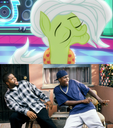 Size: 1280x1440 | Tagged: safe, derpibooru import, edit, edited screencap, screencap, granny smith, earth pony, human, pony, grannies gone wild, chris tucker, damn, friday (movie), irl, irl human, photo