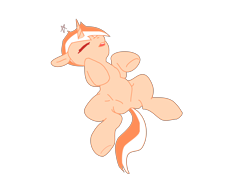 Size: 4960x3508 | Tagged: artist needed, safe, derpibooru import, oc, pony, unicorn, butt, ears back, eyes closed, horn, lying down, on back, plot, raised hoof, raised leg, simple background, solo, transparent background, underhoof, unicorn oc, unnamed oc