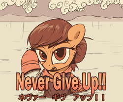 Size: 3628x3000 | Tagged: safe, artist:vultraz, derpibooru import, pony, clothes, female, japanese, looking at you, mare, meme, motivational, open mouth, parody, ponified, ponified meme, raised hoof, raised leg, solo, water