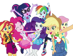 Size: 1412x1076 | Tagged: safe, artist:rarityvrymercollectiveoriginals, derpibooru import, edit, edited screencap, screencap, applejack, fluttershy, pinkie pie, rainbow dash, rarity, sci-twi, sunset shimmer, twilight sparkle, better together, equestria girls, rollercoaster of friendship, background removed, humane five, humane seven, humane six, not a vector, rarity peplum dress, simple background, transparent background