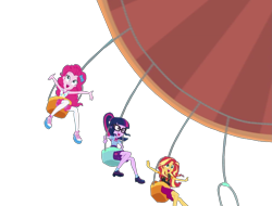 Size: 1423x1080 | Tagged: safe, artist:rarityvrymercollectiveoriginals, derpibooru import, edit, edited screencap, screencap, pinkie pie, sci-twi, sunset shimmer, twilight sparkle, better together, equestria girls, rollercoaster of friendship, background removed, not a vector, simple background, transparent background