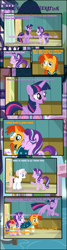 Size: 1755x6533 | Tagged: safe, artist:shootingstarsentry, derpibooru import, nurse redheart, starlight glimmer, sunburst, twilight sparkle, twilight sparkle (alicorn), oc, oc:star curve, alicorn, pony, comic:the next generation, baby, baby pony, comic, flying, offspring, parent:starlight glimmer, parent:sunburst, parents:starburst