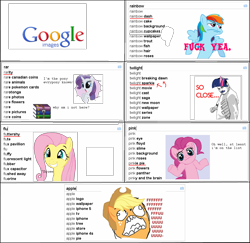 Size: 1110x1080 | Tagged: safe, derpibooru import, applejack, fluttershy, pinkie pie, rainbow dash, rarity, twilight sparkle, earth pony, human, pegasus, pony, unicorn, artifact, autocomplete, female, freddie mercury, fuck yeah, google, google images, male, mane six, meme, ponified, ponified meme, rage face, shrug, so close, squee, vulgar, winrar