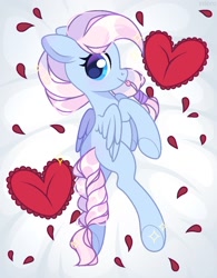 Size: 1000x1280 | Tagged: safe, artist:fenix-artist, derpibooru import, oc, oc only, pegasus, pony, body pillow, body pillow design, commission, eyelashes, female, heart, heart pillow, mare, pegasus oc, pillow, solo, underhoof, wings, ych result