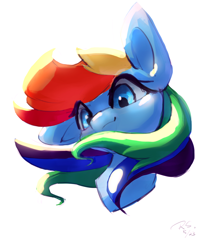 Size: 1476x1844 | Tagged: safe, artist:rainsketch, derpibooru import, rainbow dash, pegasus, bust, portrait, solo, wrong eye color