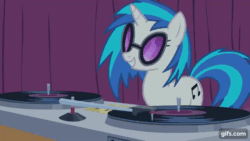 Size: 640x360 | Tagged: safe, derpibooru import, screencap, dj pon-3, vinyl scratch, pony, unicorn, season 1, suited for success, animated, female, gif, gifs.com, grin, mare, smiling, solo