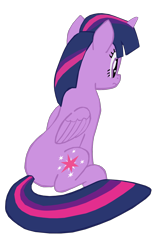 Size: 1280x1918 | Tagged: safe, artist:benpictures1, twilight sparkle, twilight sparkle (alicorn), alicorn, pony, rainbow roadtrip, butt, cute, female, inkscape, looking at something, mare, plot, simple background, sitting, solo, transparent background, twiabetes, twibutt, vector