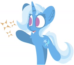 Size: 1761x1543 | Tagged: safe, artist:moonydusk, derpibooru import, trixie, pony, unicorn, female, mare, open mouth, open smile, simple background, smiling, solo, sparkles, white background