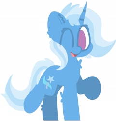 Size: 2004x2091 | Tagged: safe, artist:moonydusk, derpibooru import, trixie, pony, unicorn, female, looking at you, mare, one eye closed, open mouth, open smile, raised hoof, raised leg, simple background, smiling, solo, white background, wink