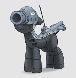 Size: 1970x2010 | Tagged: safe, artist:pabbley, derpibooru import, boatpony, object pony, original species, pony, boat, gray background, gun, m-class, ponified, simple background, solo, submareine, submarine, weapon