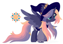 Size: 1920x1348 | Tagged: safe, artist:kabuvee, derpibooru import, oc, alicorn, pony, female, hat, mare, simple background, solo, transparent background, witch hat