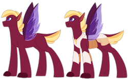 Size: 2757x1700 | Tagged: safe, artist:purplegrim40, derpibooru import, oc, oc only, hybrid, pony, duo, magical gay spawn, male, offspring, parent:pharynx, parent:spike, simple background, stallion, transparent background, wings