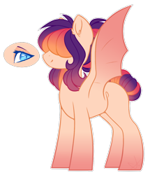 Size: 1034x1200 | Tagged: safe, artist:purplegrim40, derpibooru import, oc, oc only, bat pony, pony, bat pony oc, hair over eyes, simple background, smiling, solo, transparent background