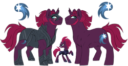 Size: 2679x1382 | Tagged: safe, artist:moonert, derpibooru import, tempest shadow, pony, broken horn, eye scar, female, hoof shoes, horn, male, mare, rule 63, scar, simple background, stallion, story included, transparent background