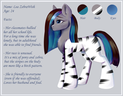 Size: 2900x2280 | Tagged: safe, artist:ske, derpibooru import, oc, oc only, earth pony, hybrid, original species, pony, zebra, reference, solo