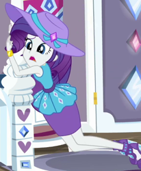 Size: 384x466 | Tagged: safe, derpibooru import, screencap, rarity, better together, camping must-haves, equestria girls, cropped, hat, solo