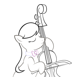 Size: 2048x2048 | Tagged: safe, artist:alixnight, derpibooru import, octavia melody, earth pony, pony, bipedal, cello, eyes closed, inkscape, lineart, musical instrument, my little pony, simple background, solo, vector, white background