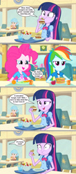 Size: 2225x5050 | Tagged: safe, artist:silverbuller, derpibooru import, edit, edited screencap, screencap, pinkie pie, rainbow dash, twilight sparkle, equestria girls, equestria girls (movie), accidental cannibalism, burger, comic, eating, food, screencap comic, twilight burgkle