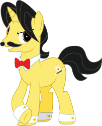 Size: 2243x2761 | Tagged: safe, artist:tmntmlp4ever2000, derpibooru import, oc, oc:hocus pocus, pony, unicorn, bowtie, facial hair, male, moustache, simple background, solo, stallion, transparent background