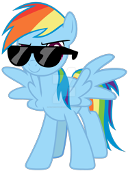 Size: 1920x2568 | Tagged: safe, artist:famousmari5, derpibooru import, rainbow dash, pegasus, pony, female, mare, obtrusive watermark, simple background, solo, sunglasses, transparent background, vector, watermark