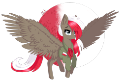 Size: 1493x999 | Tagged: safe, artist:ayoarts, derpibooru import, oc, oc only, oc:poland, pegasus, pony, clothes, eye clipping through hair, eyebrows, eyebrows visible through hair, female, looking at you, mare, nation ponies, pegasus oc, poland, ponified, signature, simple background, smiling, smiling at you, solo, spread wings, transparent background, wings