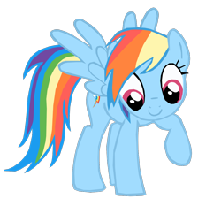 Size: 1158x1081 | Tagged: safe, artist:benpictures1, rainbow dash, pegasus, pony, power ponies (episode), c:, cute, dashabetes, female, inkscape, looking down, mare, raised hoof, raised leg, simple background, smiling, solo, transparent background, vector