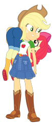 Size: 2012x4943 | Tagged: safe, artist:gmaplay, derpibooru import, apple bloom, applejack, equestria girls, ass, bloom butt, butt, carrying, duo, duo female, female, over the shoulder, simple background, the ass was fat, transparent background