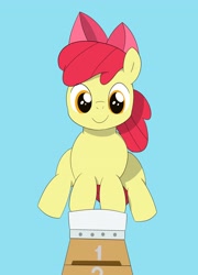 Size: 2476x3448 | Tagged: safe, artist:toryu137, derpibooru import, apple bloom, earth pony, pony, female, filly, foal, simple background, smiling, solo, vaulting box