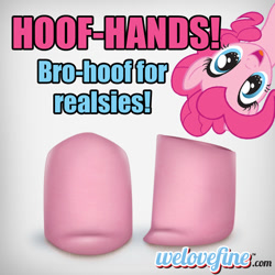 Size: 900x900 | Tagged: safe, derpibooru import, pinkie pie, earth pony, pony, female, hoof hands, hoofbump, impact font, merchandise, solo, url, welovefine