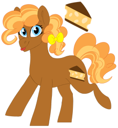 Size: 1472x1600 | Tagged: safe, artist:moonert, derpibooru import, oc, oc only, earth pony, pony, earth pony oc, food, offspring, parent:cheese sandwich, parent:pinkie pie, parents:cheesepie, pie, simple background, solo, transparent background
