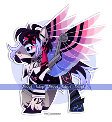 Size: 2211x2412 | Tagged: safe, artist:gkolae, derpibooru import, oc, oc only, pegasus, pony, abstract background, artificial wings, augmented, male, mechanical wing, pegasus oc, raised hoof, raised leg, solo, stallion, unshorn fetlocks, wings