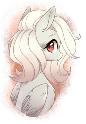 Size: 676x966 | Tagged: safe, artist:auroranovasentry, derpibooru import, oc, oc only, oc:sora, pegasus, pony, bust, chest fluff, female, folded wings, looking back, mare, portrait, simple background, solo, transparent background, wings