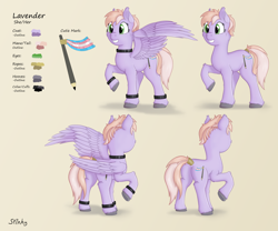 Size: 2400x2000 | Tagged: safe, artist:stinkehund, derpibooru import, oc, pegasus, butt, collar, cuffs, female, fluffy, pegasus oc, pencil, plot, pride, pride flag, reference sheet, rope, solo, spread wings, tail, tail wrap, transgender oc, transgender pride flag, wings