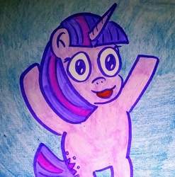 Size: 1280x1298 | Tagged: safe, artist:dex stewart, derpibooru import, twilight sparkle, unicorn twilight, pony, unicorn, bipedal, female, mare, solo, traditional art