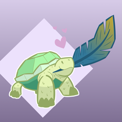 Size: 675x675 | Tagged: safe, artist:daotterguy, derpibooru import, gallus, sandbar, turtle, feather