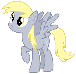 Size: 2888x2804 | Tagged: safe, artist:sketchmcreations, derpibooru import, derpy hooves, pegasus, pony, slice of life (episode), cute, derpabetes, female, mare, raised hoof, raised leg, simple background, smiling, spread wings, transparent background, vector, wings