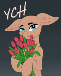 Size: 2400x3000 | Tagged: safe, artist:fess, derpibooru import, oc, earth pony, pony, commission, ear fluff, ears, female, flower, mare, solo, ych example, ych sketch, your character here