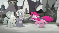 Size: 1280x720 | Tagged: safe, derpibooru import, screencap, pinkie pie, rainbow roadtrip, faic, food, mr. hoofington, mrs. hoofington, pie